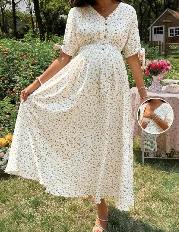 Rochie lunga SHEIN Maternity, floral print