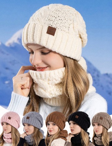 Set caciula si fular circular SHEIN, negru