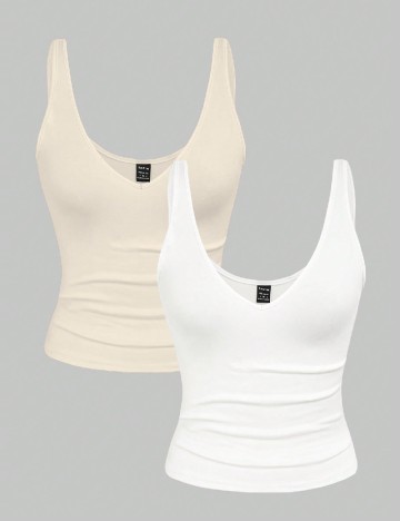 Set topuri 2 bucati SHEIN, alb/crem