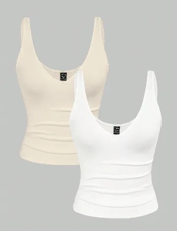 Set topuri 2 bucati SHEIN, alb/crem