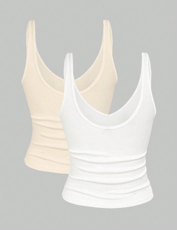 Set topuri 2 bucati SHEIN, alb/crem