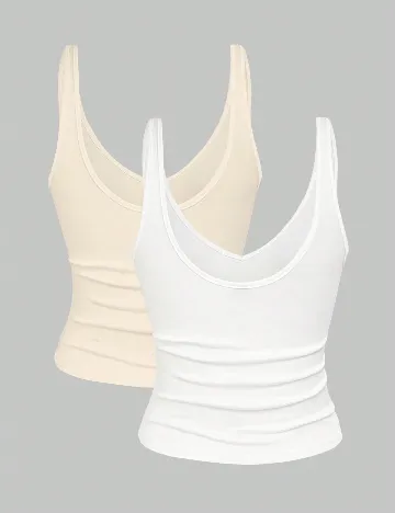 Set topuri 2 bucati SHEIN, alb/crem