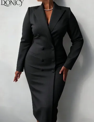 Rochie medie Donicy Plus Size, negru