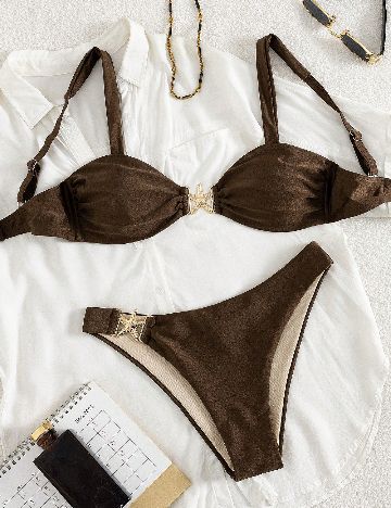 Costum de baie SHEIN, maro