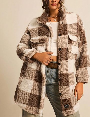 Jacheta SHEIN CURVE, alb/maro