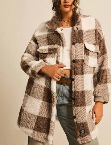 Jacheta SHEIN CURVE, alb/maro