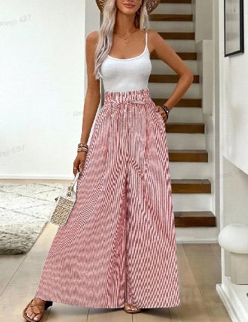 Pantaloni SHEIN, rosu/alb