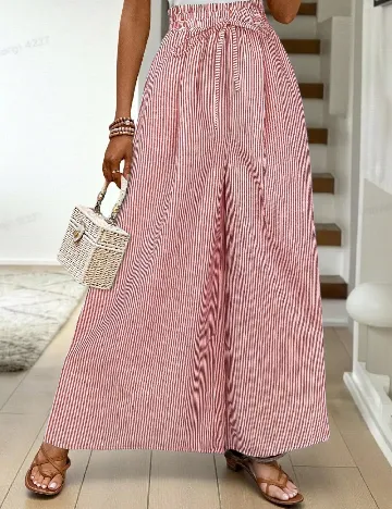 Pantaloni SHEIN, rosu/alb