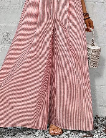 Pantaloni SHEIN, rosu/alb