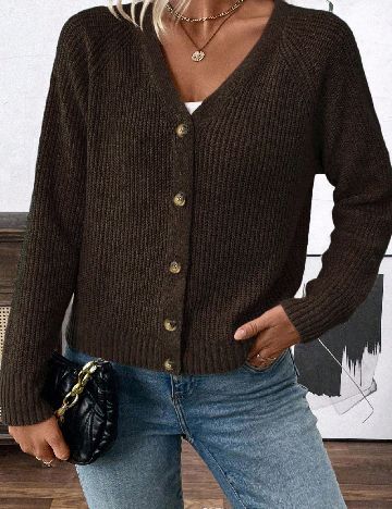 Cardigan SHEIN, maro inchis