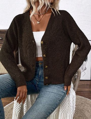 Cardigan SHEIN, maro inchis