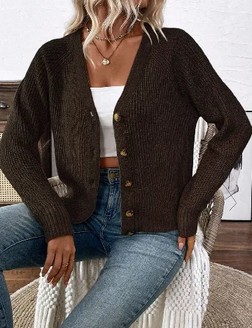 Cardigan SHEIN, maro inchis