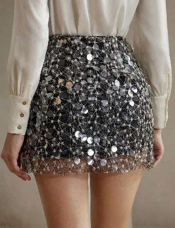 Fusta Anewsta, ecru/negru