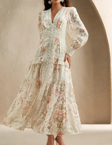 Rochie lunga Anewsta, floral print