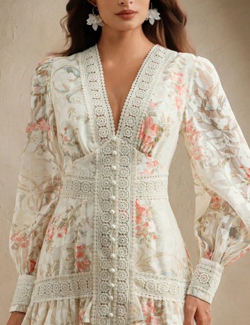 Rochie lunga Anewsta, floral print