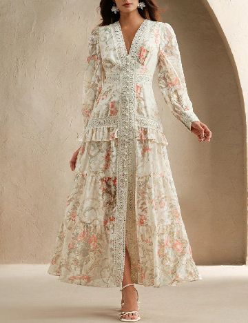 Rochie lunga Anewsta, floral print