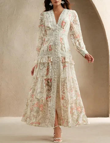 Rochie lunga Anewsta, floral print