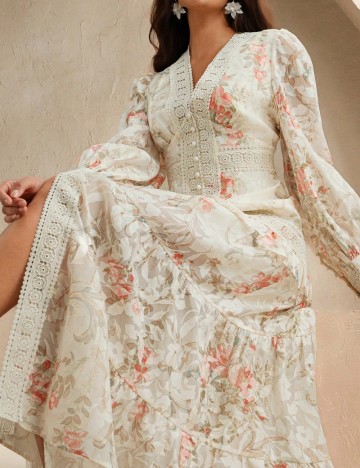 Rochie lunga Anewsta, floral print
