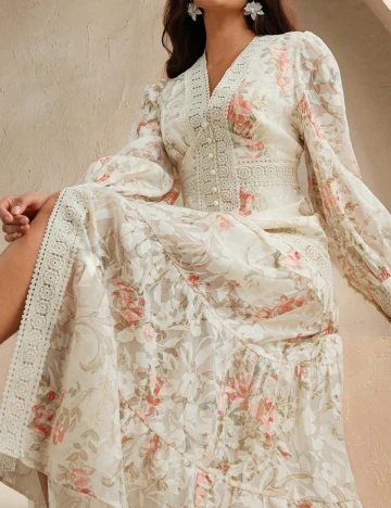 Rochie lunga Anewsta, floral print