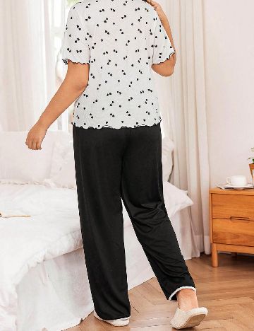 Pijama SHEIN CURVE, negru/alb