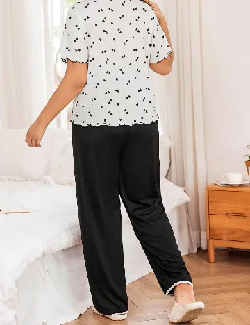 Pijama SHEIN CURVE, negru/alb