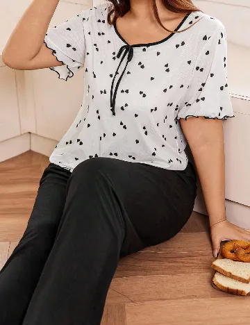 Pijama SHEIN CURVE, negru/alb