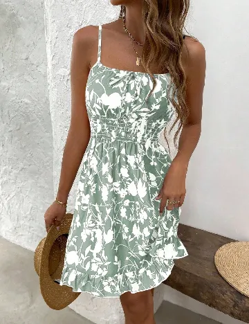 Rochie scurta SHEIN, verde/alb