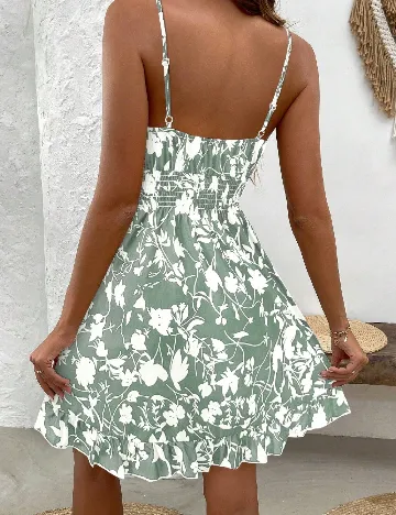 Rochie scurta SHEIN, verde/alb