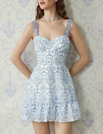 Rochie scurta SHEIN, alb/albastru