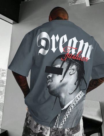 Tricou Oversize SHEIN, gri