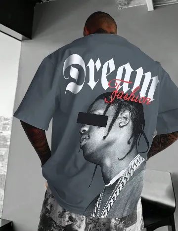 Tricou Oversize SHEIN, gri