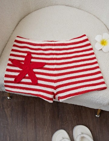 Pantaloni scurti SHEIN, rosu/alb