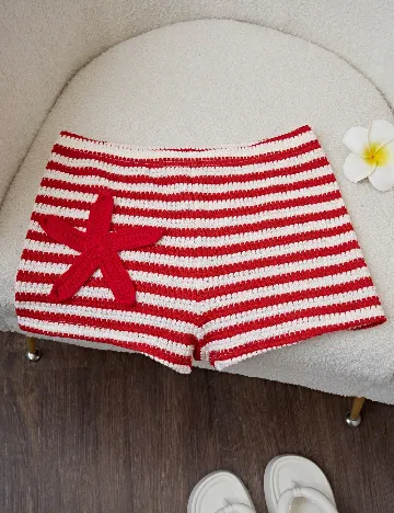 Pantaloni scurti SHEIN, rosu/alb