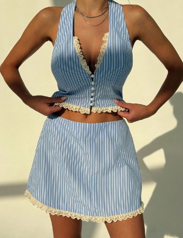 Compleu SHEIN, albastru/alb