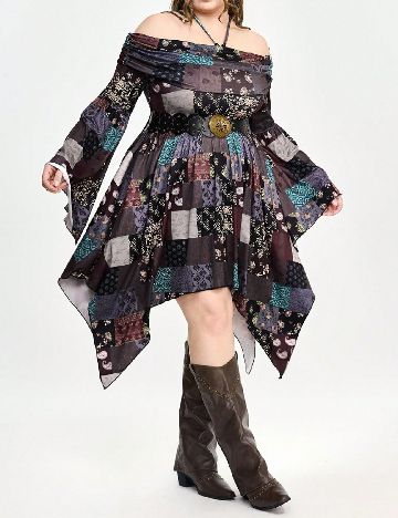 Rochie medie Romwe Plus Size, mix culori