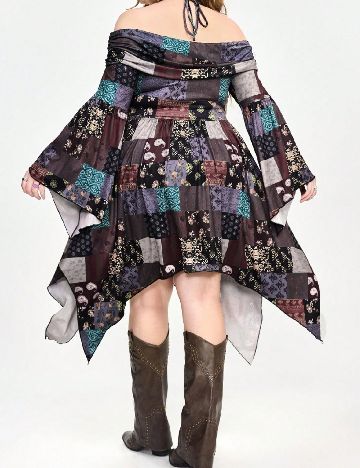 Rochie medie Romwe Plus Size, mix culori