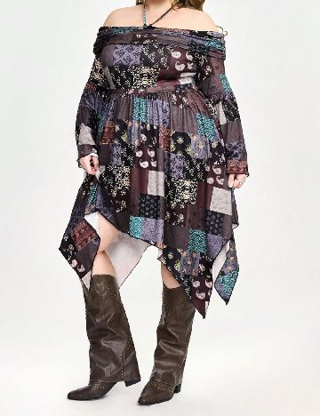 Rochie medie Romwe Plus Size, mix culori