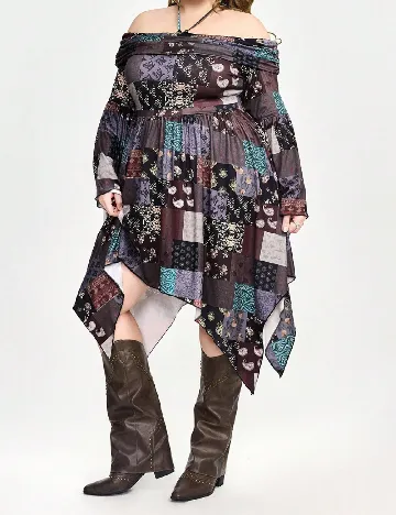 Rochie medie Romwe Plus Size, mix culori