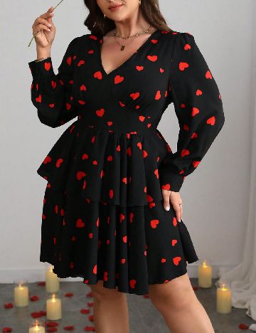 Rochie scurta SHEIN CURVE, negru/rosu