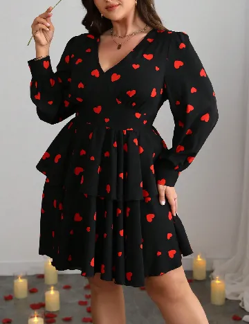 Rochie scurta SHEIN CURVE, negru/rosu