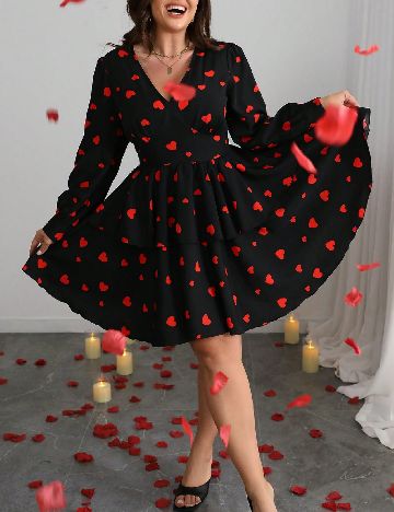 Rochie scurta SHEIN CURVE, negru/rosu