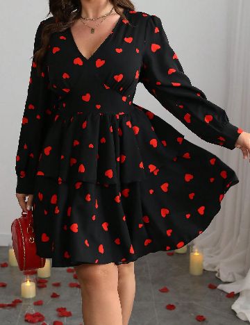 Rochie scurta SHEIN CURVE, negru/rosu