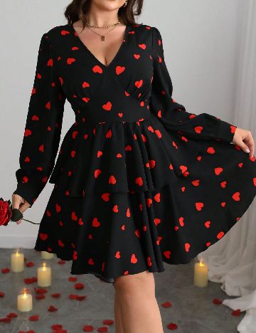 Rochie scurta SHEIN CURVE, negru/rosu