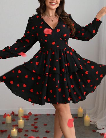 Rochie scurta SHEIN CURVE, negru/rosu