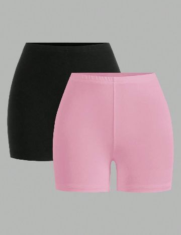 Set Pantaloni scurti 2 perechi SHEIN, negru/roz