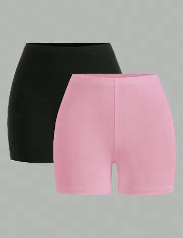 Set Pantaloni scurti 2 perechi SHEIN, negru/roz