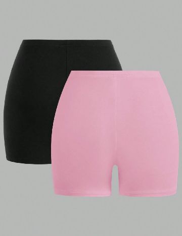 Set Pantaloni scurti 2 perechi SHEIN, negru/roz
