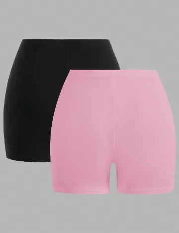 Set Pantaloni scurti 2 perechi SHEIN, negru/roz