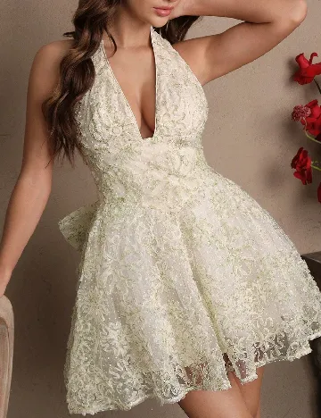 Rochie scurta Savoree, crem/verde