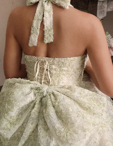 Rochie scurta Savoree, crem/verde